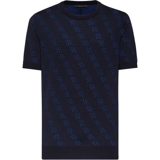 Billionaire t-shirt con logo jacquard - blu