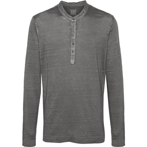 120% Lino t-shirt a maniche lunghe - grigio