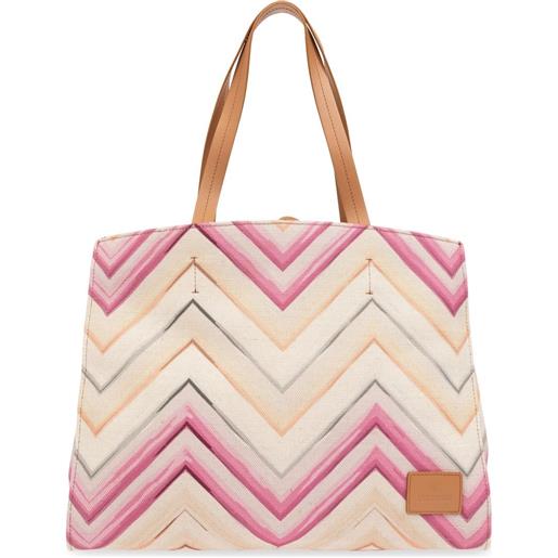 Missoni borsa tote con stampa chevron - rosa