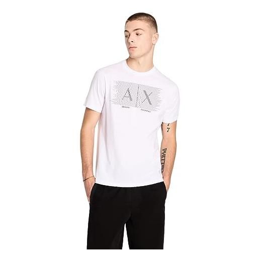 Armani Exchange regular fit ax lines box logo tee t-shirt, bianco, xl uomo
