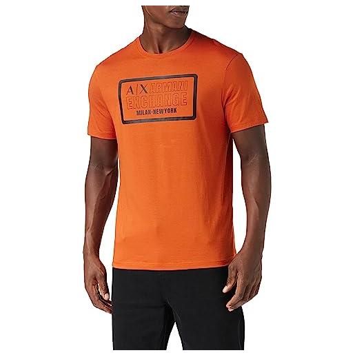 Emporio Armani armani exchange regular fit box logo pima cotton tee t-shirt, colore: arancione, m uomo