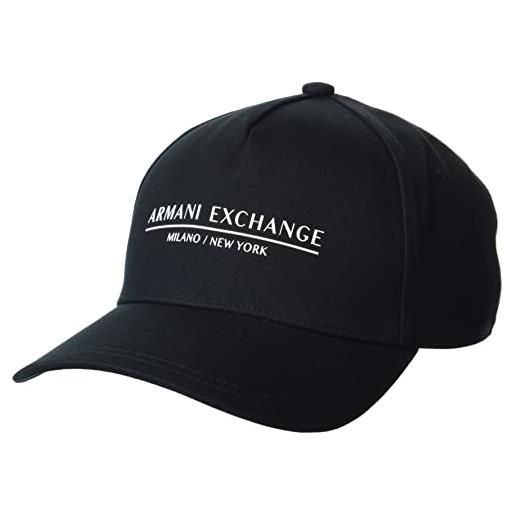 Armani Exchange berretto da baseball con logo di milano/new york cappellino, nero, taglia unica uomo
