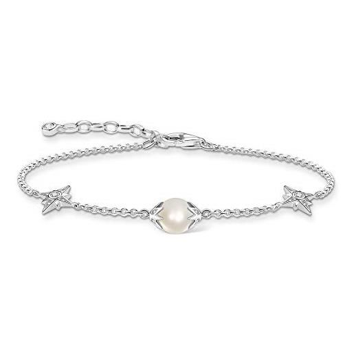 Thomas sabo bracciale da donna con perle e stelle in argento sterling 925 e argento, bianco, argento, a1978-167-14-l19v