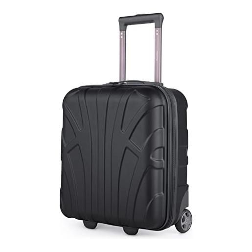 SUITLINE - valigia piccola 45x36x20 cm, bagaglio a mano easyjet in franchigia sotto il sedile, trolley da cabina leggero, 30 litri, guscio rigido in abs;Nero