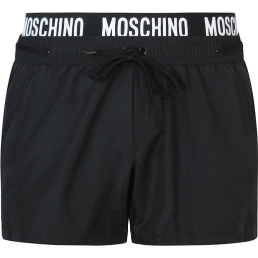 MOSCHINO shorts mare nero con bande logate per uomo