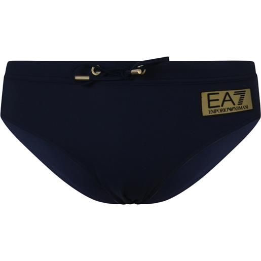 EA7 slip mare blu con logo oro per uomo