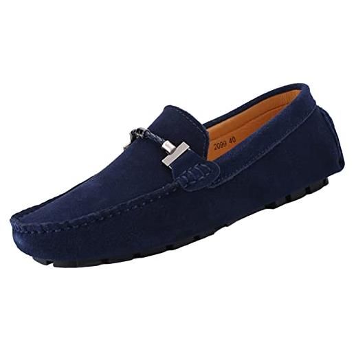 SMajong uomo mocassini pelle scamosciato scarpe di guida comfort scarpe oxford classico penny loafers moda pantofole blu navy 43 eu (etichetta: 44)