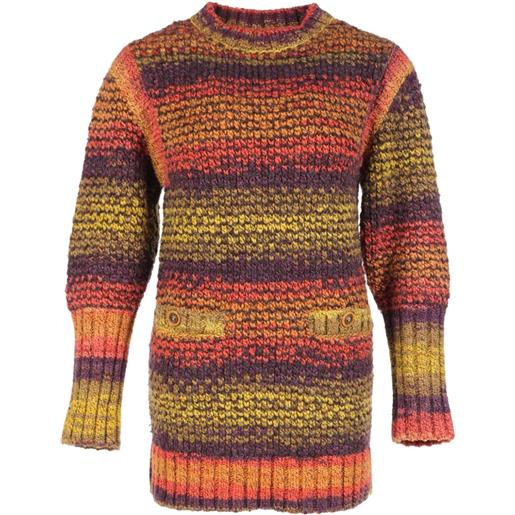 CHANEL Pre-Owned - maglione a righe 1986-1988 - donna - poliestere/acrilico/alpaca/lana - taglia unica - arancione