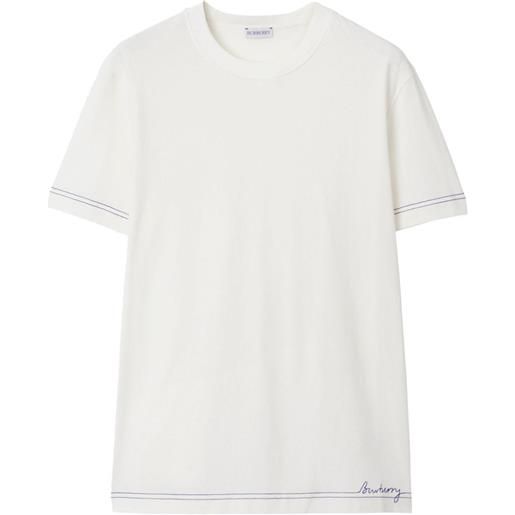 Burberry t-shirt con ricamo - bianco