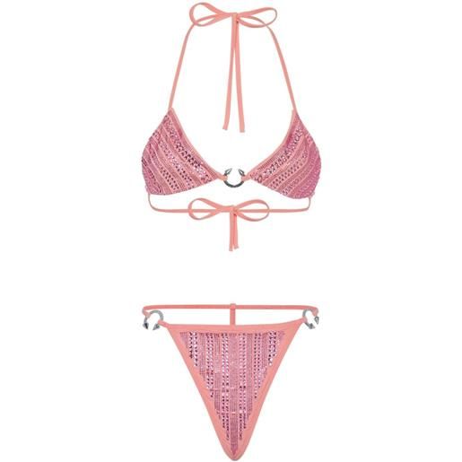 Philipp Plein set bikini a triangolo con decorazione - rosa