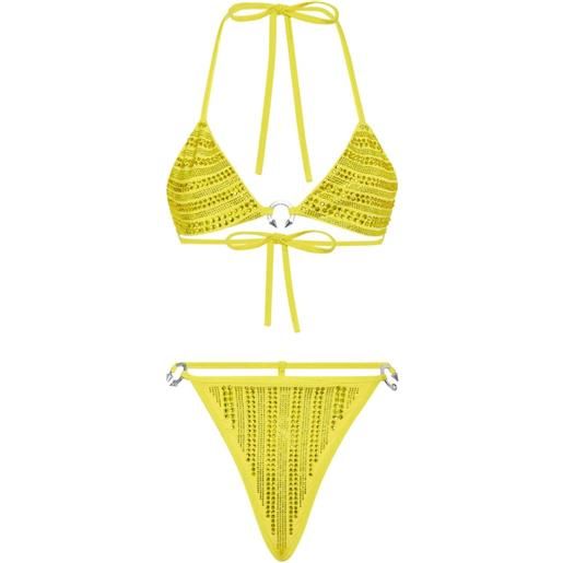 Philipp Plein set bikini a triangolo con decorazione - giallo