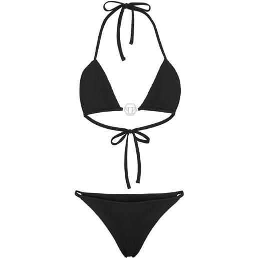Philipp Plein bikini a triangolo con placca logo - nero