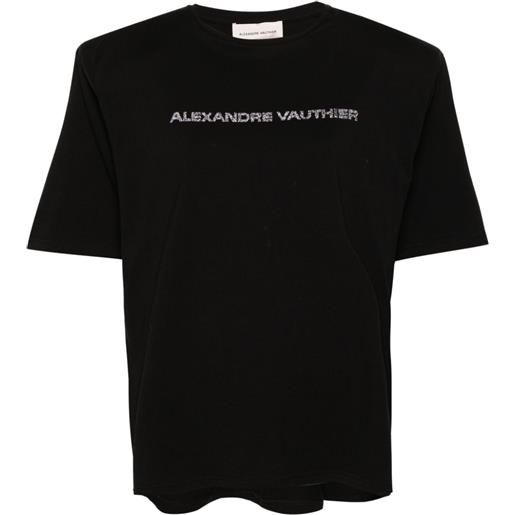 Alexandre Vauthier t-shirt con logo di strass - nero
