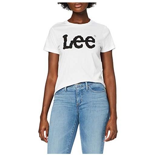 Lee logo tee, t shirt donna, bianco (white), l