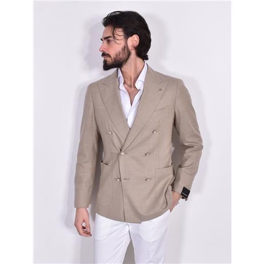 TAGLIATORE giacca tagliatore doppiopetto beige fresco lana 110 super bistretch 1smc20k