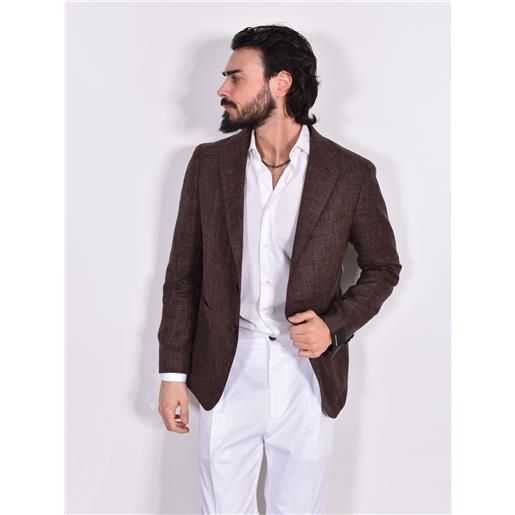 TAGLIATORE giacca tagliatore marrone lana seta lino 1smc22k