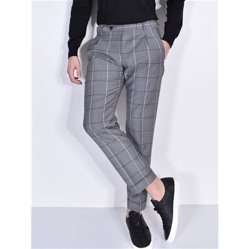 BERWICH pantalone berwich italiano grigio quadri fresco lana