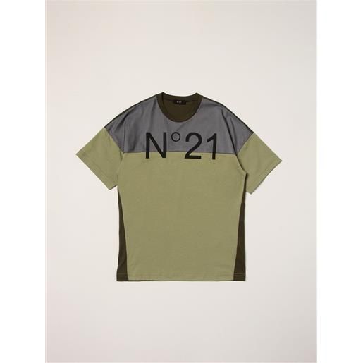 N° 21 t-shirt n°21 in cotone e poliestere tricolor con logo