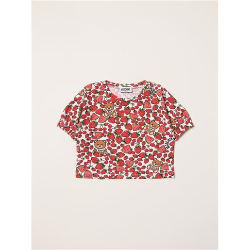 Moschino Kid t-shirt cropped Moschino Kid con stampa fragole all over