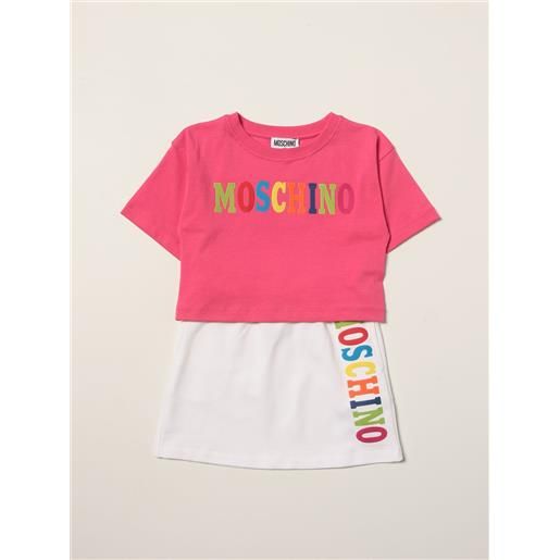 Moschino Kid set t-shirt + gonna Moschino Kid con logo multicolor
