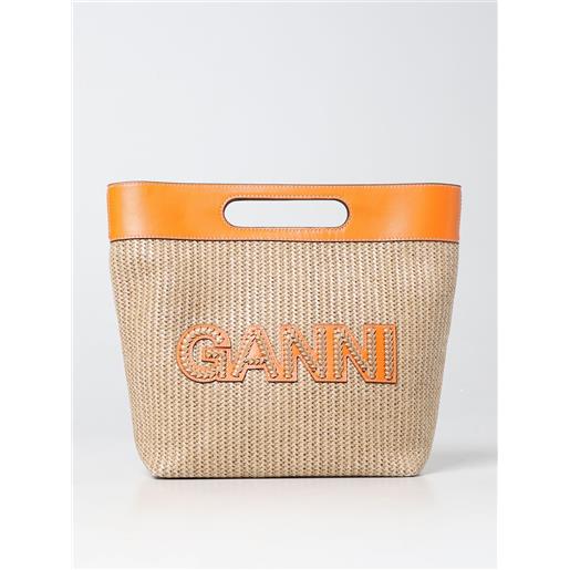 Ganni borsa Ganni in rafia e pelle riciclata
