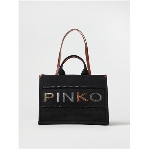 Pinko borsa Pinko in denim con logo e paillettes