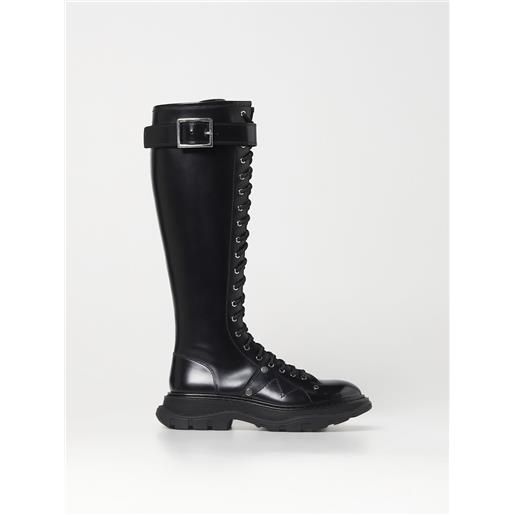 Alexander Mcqueen stivale tread slick alexander mc. Queen in pelle spazzolata