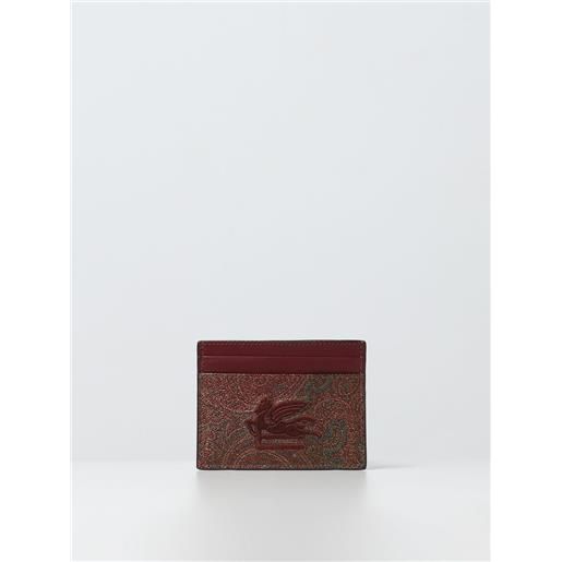 Etro portacarte di credito Etro in cotone spalmato paisley con logo ricamato