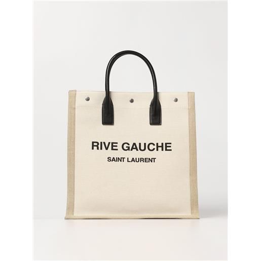 Saint Laurent borsa rive gauche Saint Laurent in canvas e pelle con logo stampato