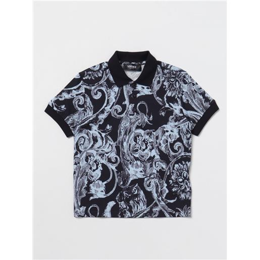 Young Versace polo baroque versace young in piquet stampato