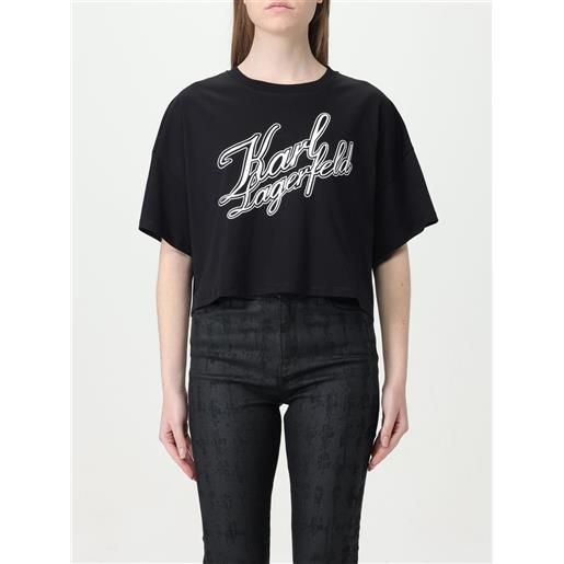 Karl Lagerfeld t-shirt cropped Karl Lagerfeld in cotone