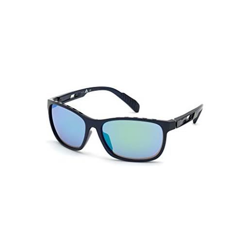 Adidas occhiali da sole sp0014, matte blue/green mirror, 62 uomo
