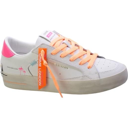 Crime london sneakers donna bianco/fuxia sk8 deluxe 27103