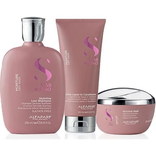 ALFAPARF MILANO kit semi di lino nutritive low shampoo + conditioner + mask
