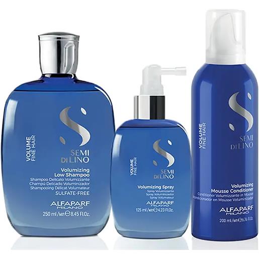 ALFAPARF MILANO alfaparf kit semi di lino volumizing low shampoo 250ml + balsamo 200ml + spray