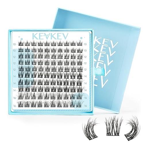KevKev lash clusters - 120 ciglia cluster 3d fluffy eyelash clusters, fai da te, extension per ciglia singole e morbide (nodi, 10-16mix)
