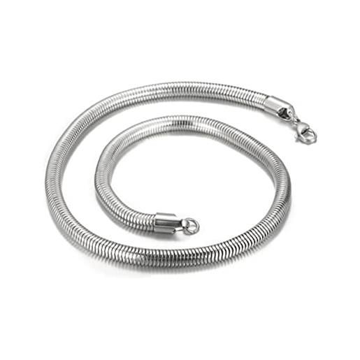 HIJONES collana a catena di serpenti in acciaio inossidabile da uomo e donna collana rotonda a spina di pesce gioielli solidi argento 6mm 50cm