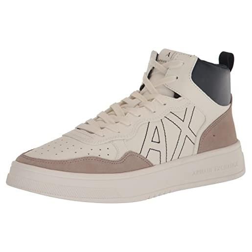 Armani Exchange men's, side logo, color shades, sneaker, scarpe da ginnastica uomo, bianco/beige (off white/beige), 43.5 eu