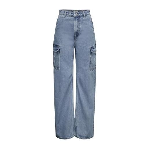 Only onlhope ex hw wide cargo dnm jeans add, media blu denim, 28w x 32l