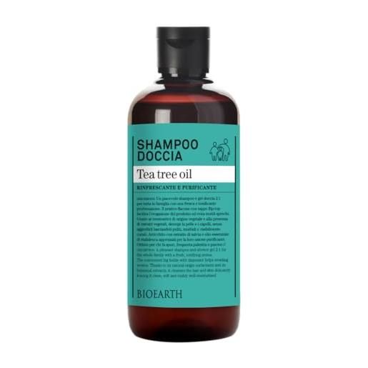 Bioearth - shampoo doccia tea tree oil - effetto antibatterico - adatto all'uso quotidiano - vegan - 500 ml