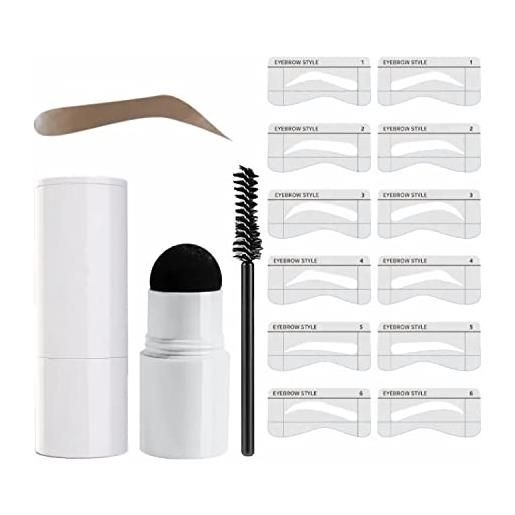 Generic eyebrow stamp stencil kit waterproof, eyebrow stamp shaping kit definer with 12 reusable eyebrow stencils for perfect browsfor women & girls (light brown)