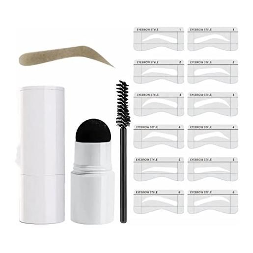 Generic eyebrow stamp stencil kit waterproof, eyebrow stamp shaping kit definer with 12 reusable eyebrow stencils for perfect browsfor women & girls (gray-black)