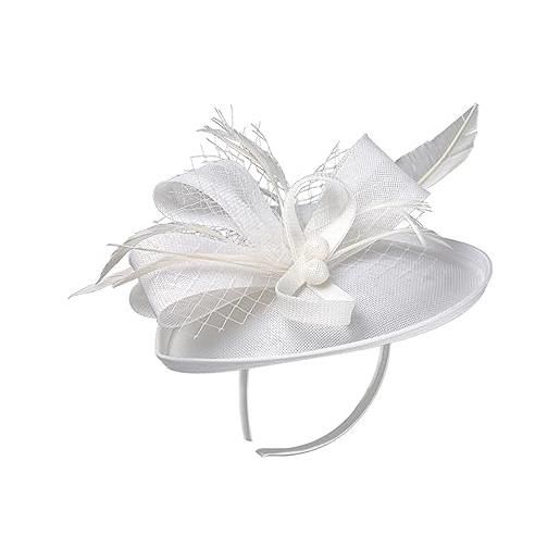 FRCOLOR tiara nuziale 1 pc in rete per con velo cerchietto per fascinator con velo derby della per donna cena fascino finto lino bianca deflettore copricapo