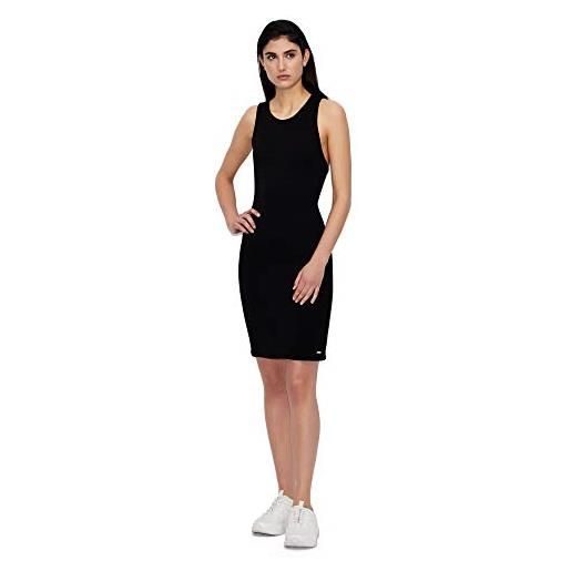 Armani Exchange tessuto elasticizzato confortevole interlock midi dress abito casual da lavoro, nero, m donna