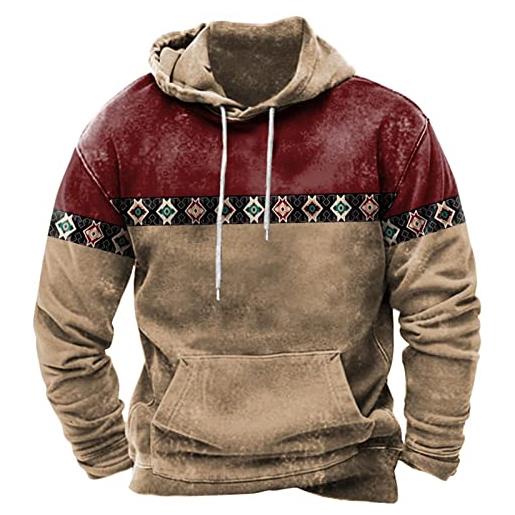 DYCOOK uomo stile etnico 3d stampato hoodie casual pullover weatshirt western aztec maniche lunghe felpe coat