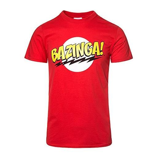 The Big Bang Theory licenza ufficiale tbbt bazinga super logo uomo maglietta (rosso), medium