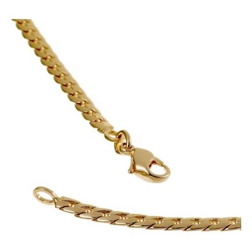 2014.Jewelyr.Luxe collana da donna in maglia inglese, 55 cm, placcata oro giallo 750/1000, 3 micron, 55 cm, oro