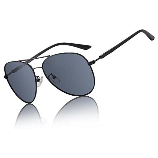DUCO occhiali da sole polarizzati da uomo per uomo e donna, 100% protezione uv 3027, nero , 60