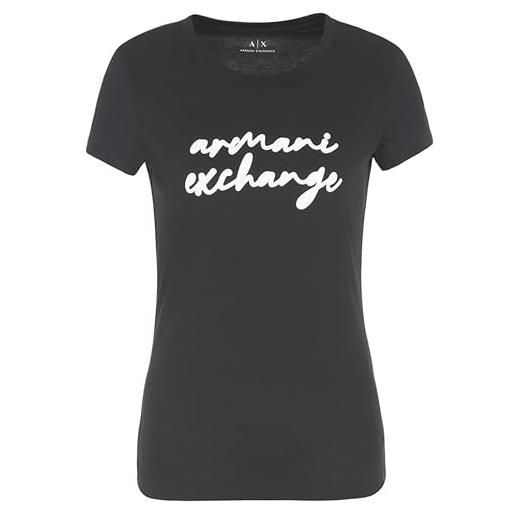 Armani Exchange pima cotton signature logo tee t-shirt, bianco, xxl donna