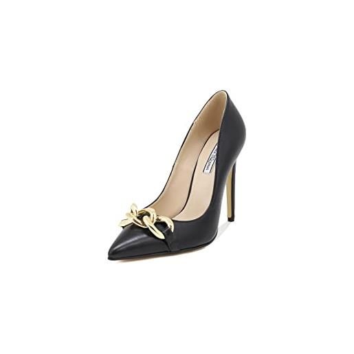 QUEEN HELENA scarpe con tacco a spillo decollete eleganti a punta chiusa donna k2097 (nero, numeric_39)